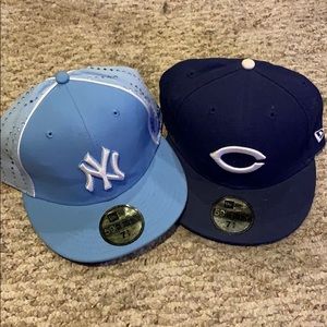 Two New Era fitted hats size. 7 5/8